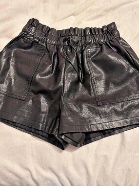 Black Faux Leather Shorts